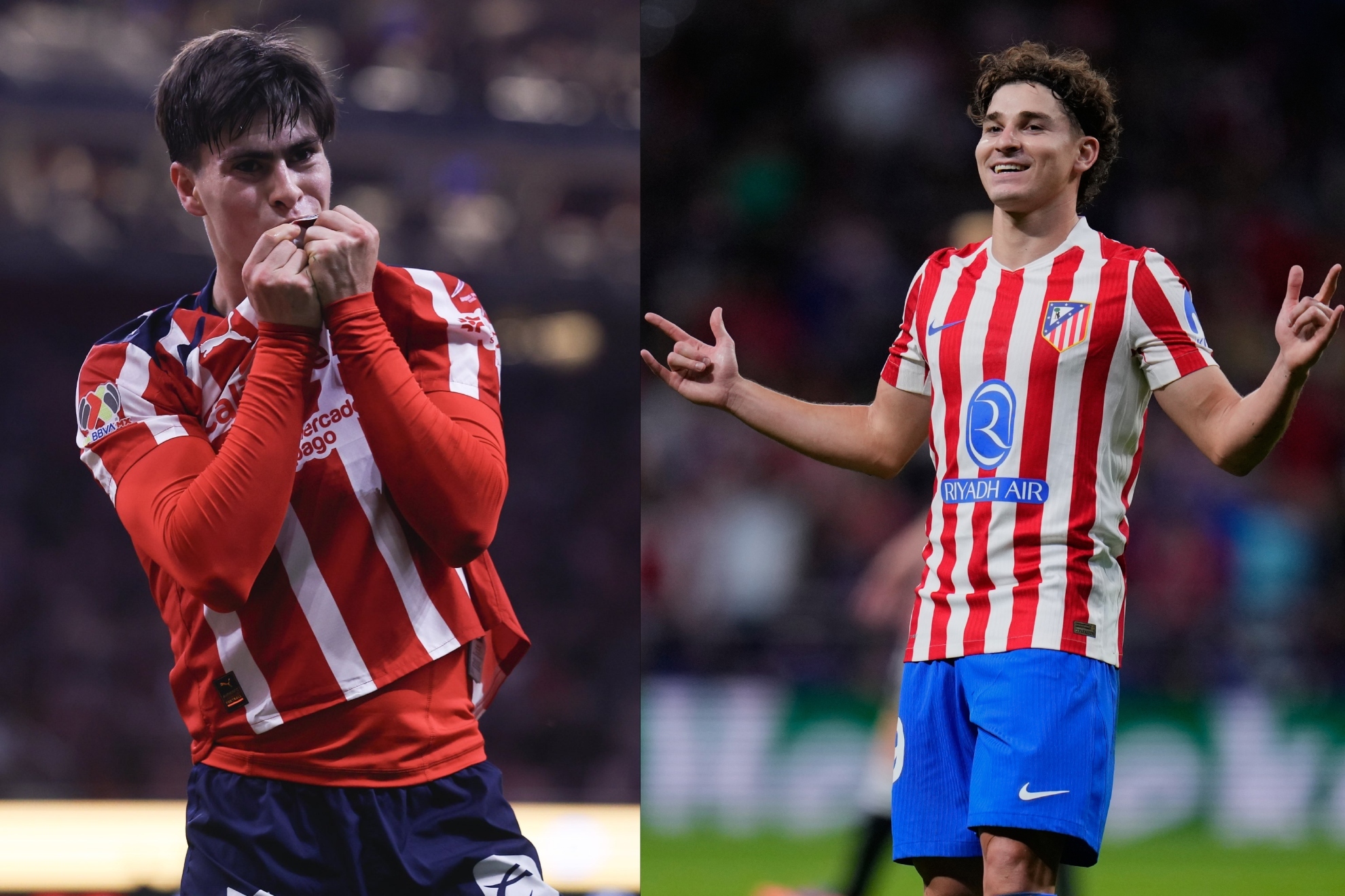 Hormiga Gonz�lez y Juli�n �lvarez celebrando un gol