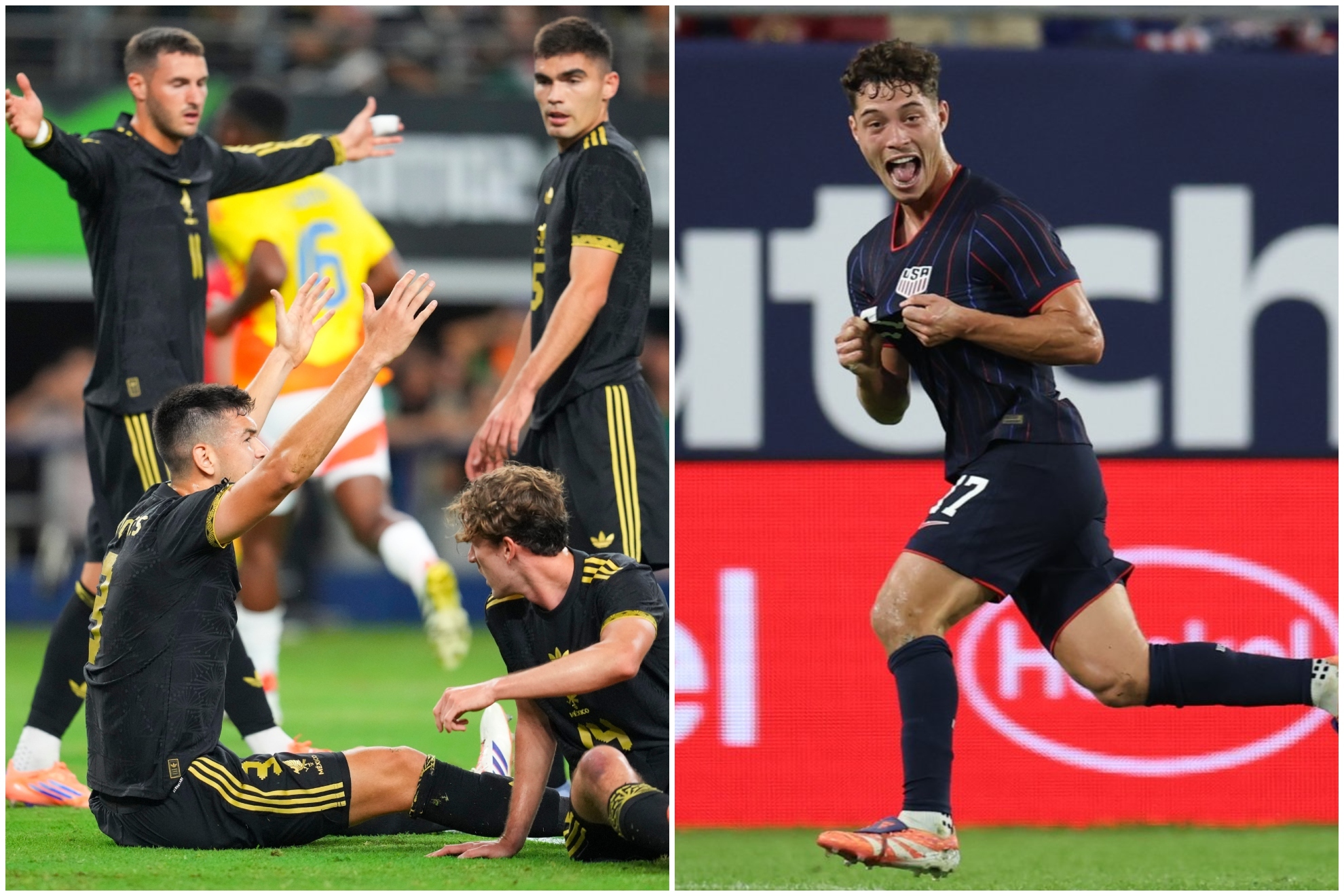 Selecci�n Mexicana protestado y USMNT celebrando un gol