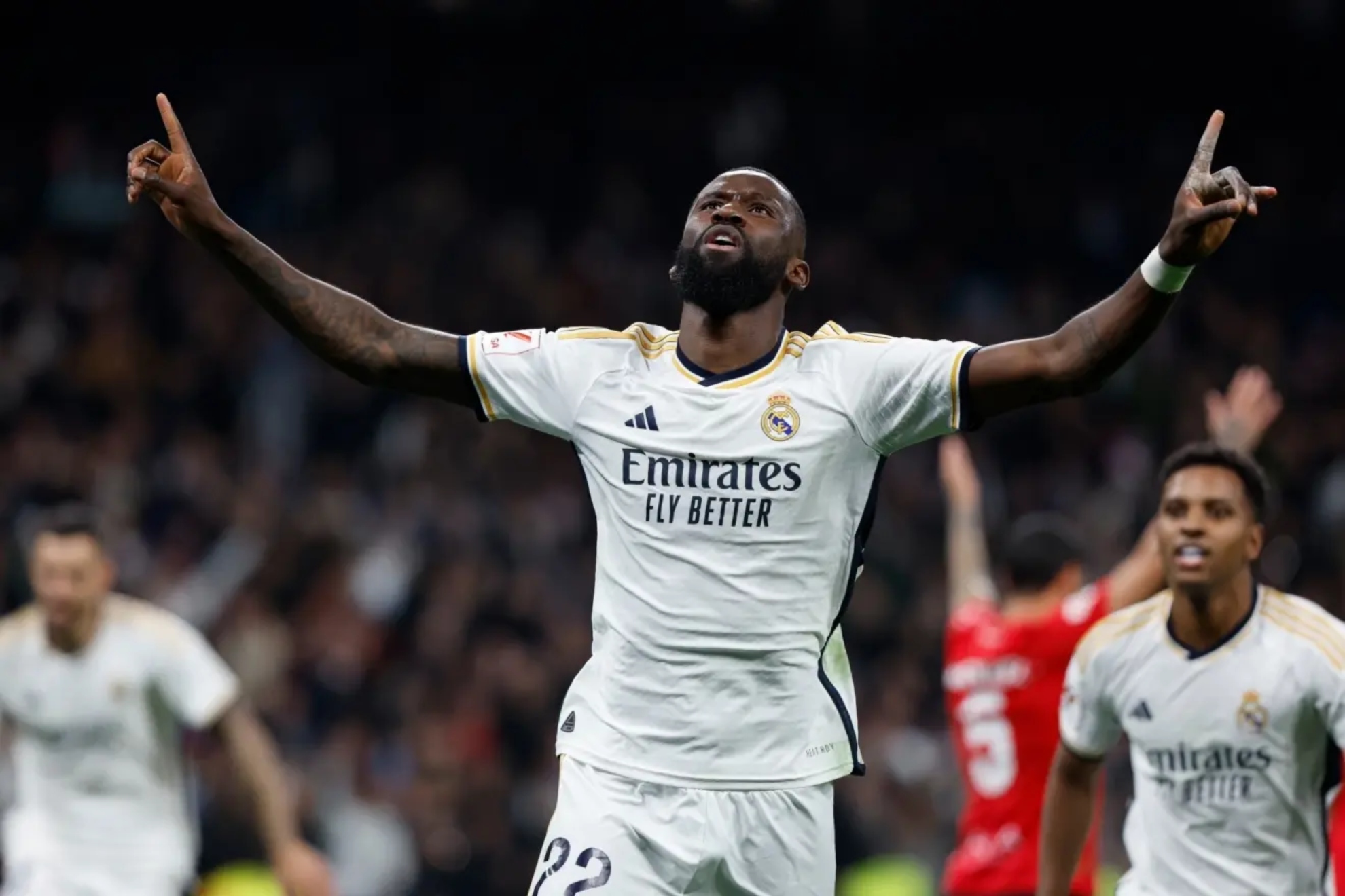 R�diger celebra un gol con el Real Madrid