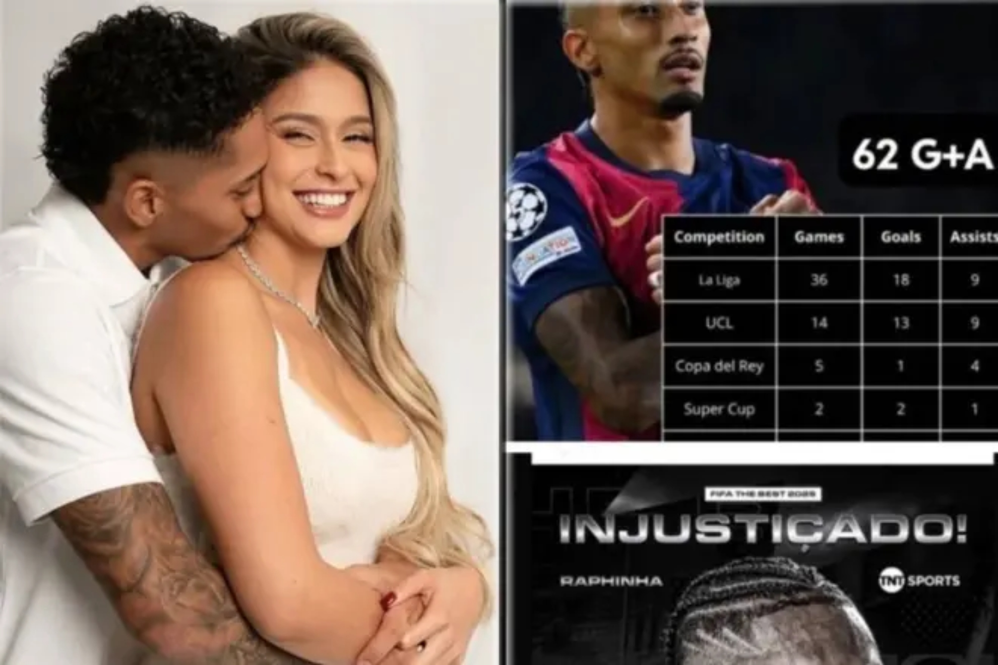 Raphinha no entra en el once ideal de la FIFA y su esposa borra un mensaje que lo dice todo: �Es jugador de baloncesto?