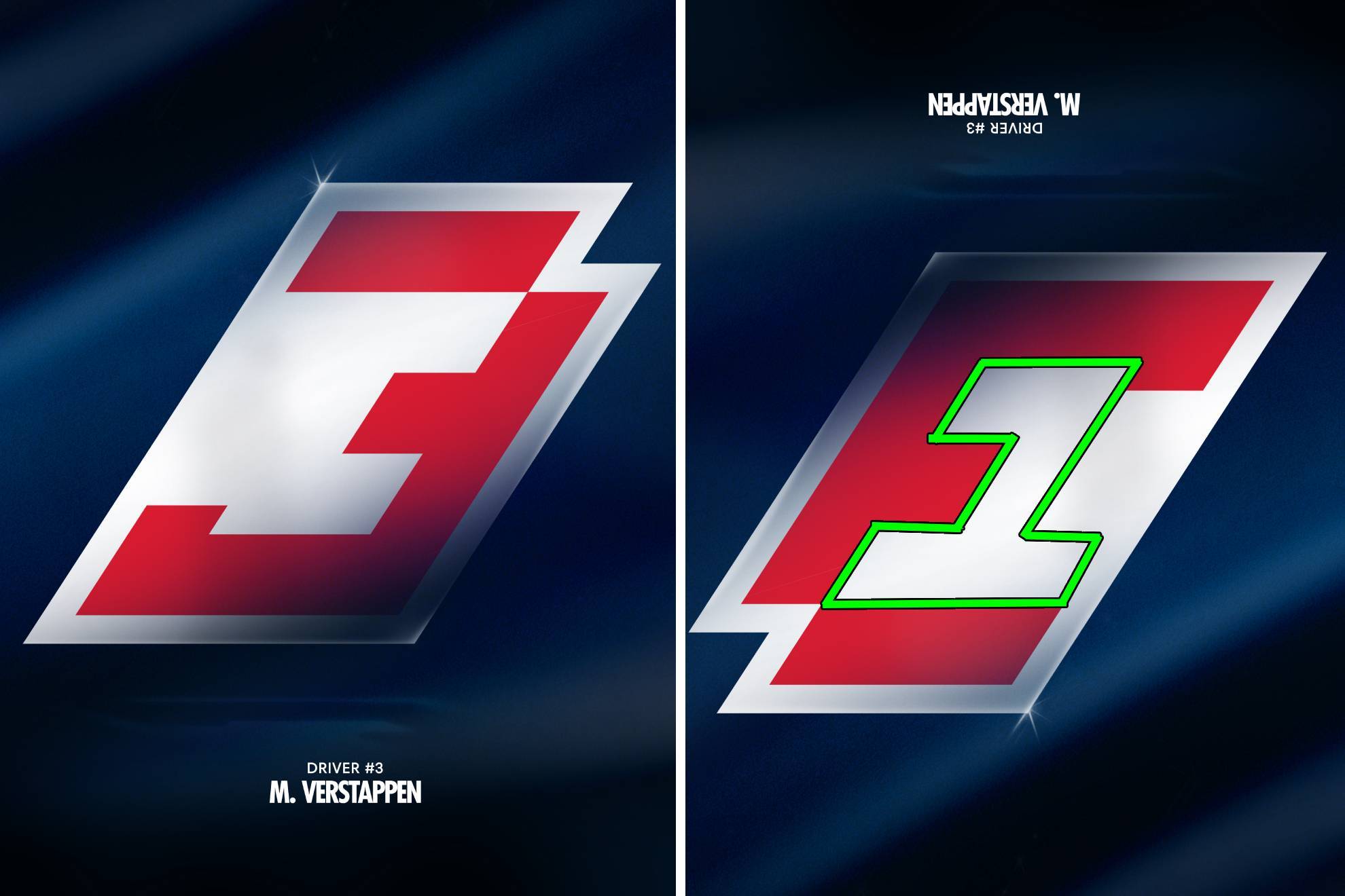 Si se voltea el logo de Verstappen, se puede apreciar el n�mero 1