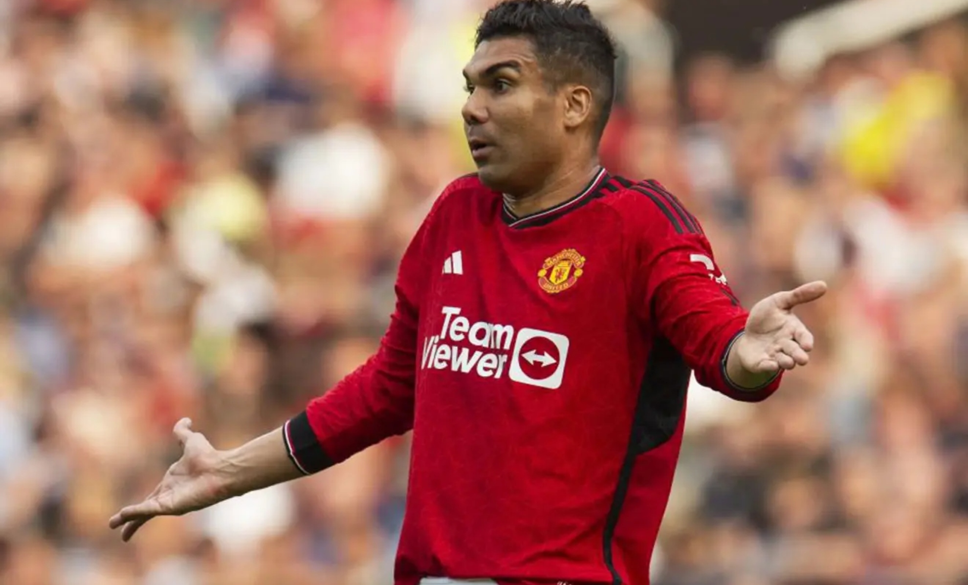 Casemiro, durante un partido con el United