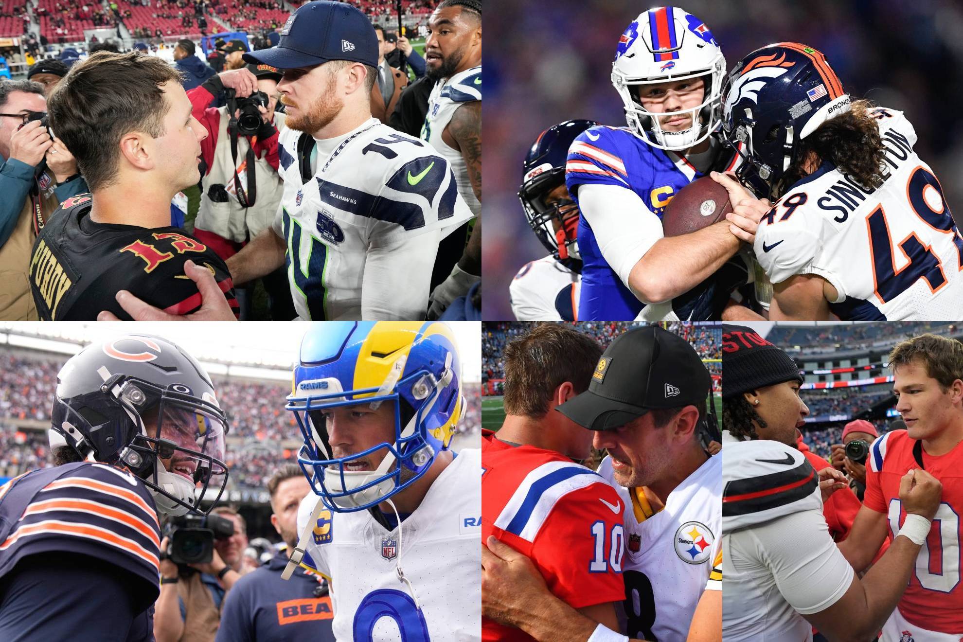 49ers vs. Seahawks, Rams vs. Bears, Bills vs. Broncos y Texans/Steelers vs. Patriots en la Ronda Divisional.