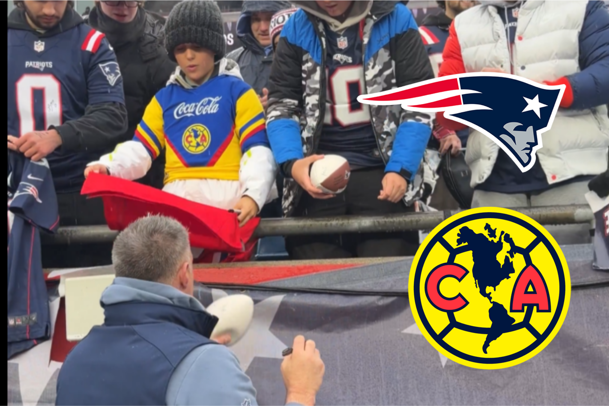 El Am�rica se cuela en la celebraci�n de los Patriots en los Playoffs de la NFL