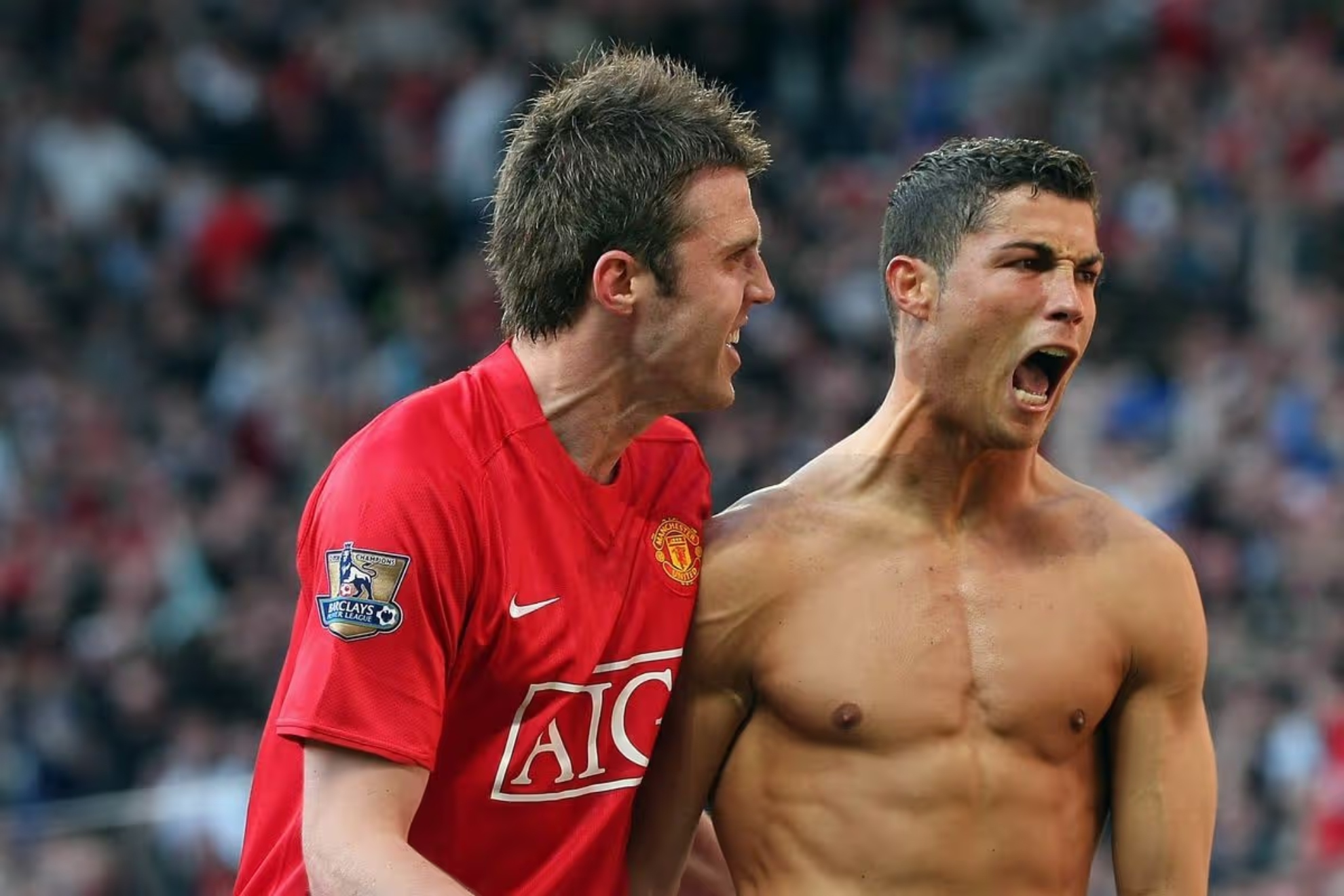 Michael Carrick y Cristiano en su etapa como jugadores del United