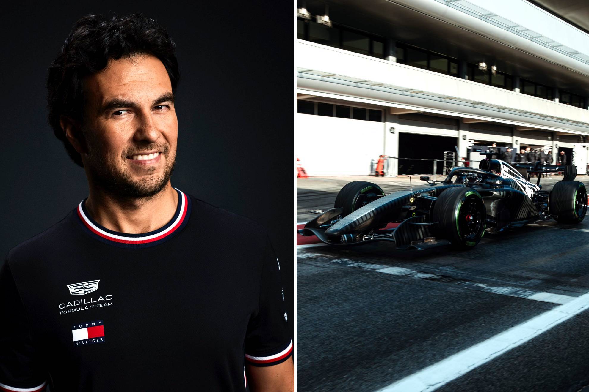 Sergio P�rez y en monoplaza de Cadillac F1 |