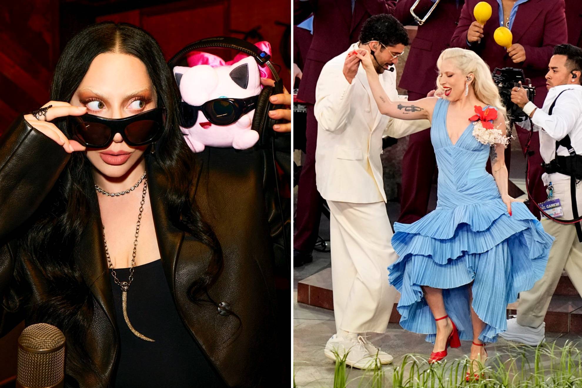 Lady Gaga con Jiggypuff y Bad Bunny |