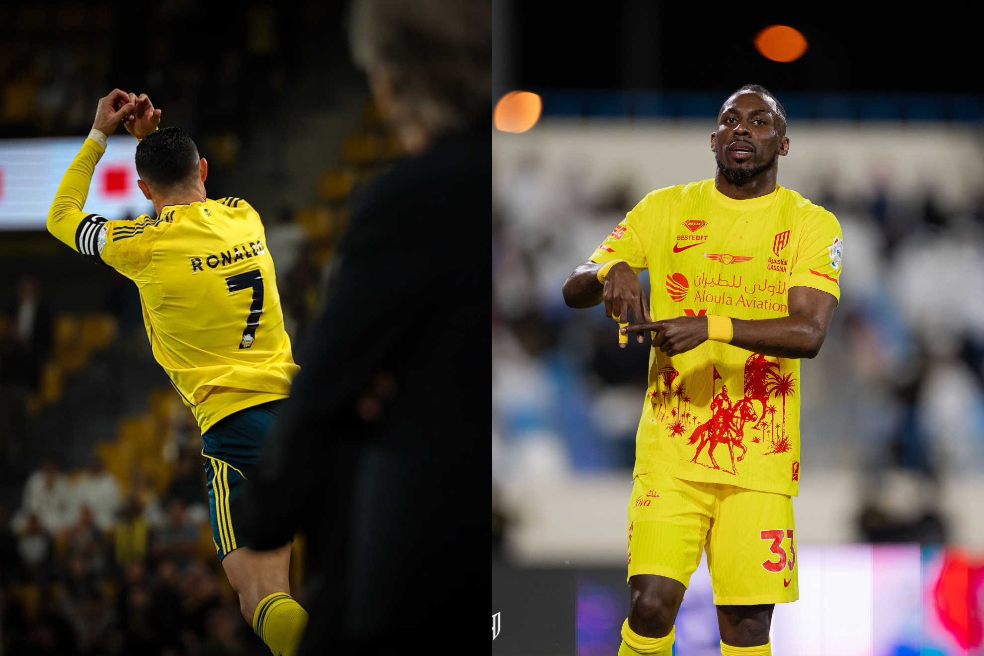 Cristiano Ronaldo reacciona tras ser superado por Juli�n Qui�ones en Arabia Saudita