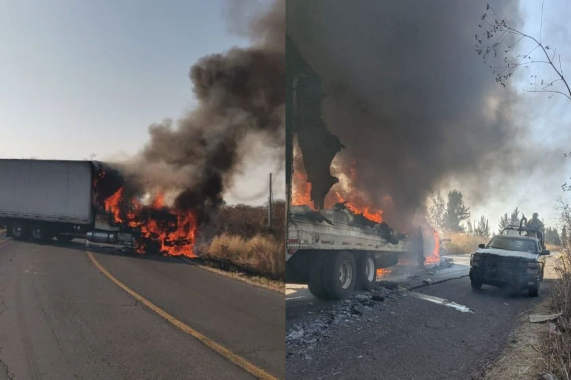 Bloqueos en Michoacán: queman vehículos en violenta respuesta a operativo judicial