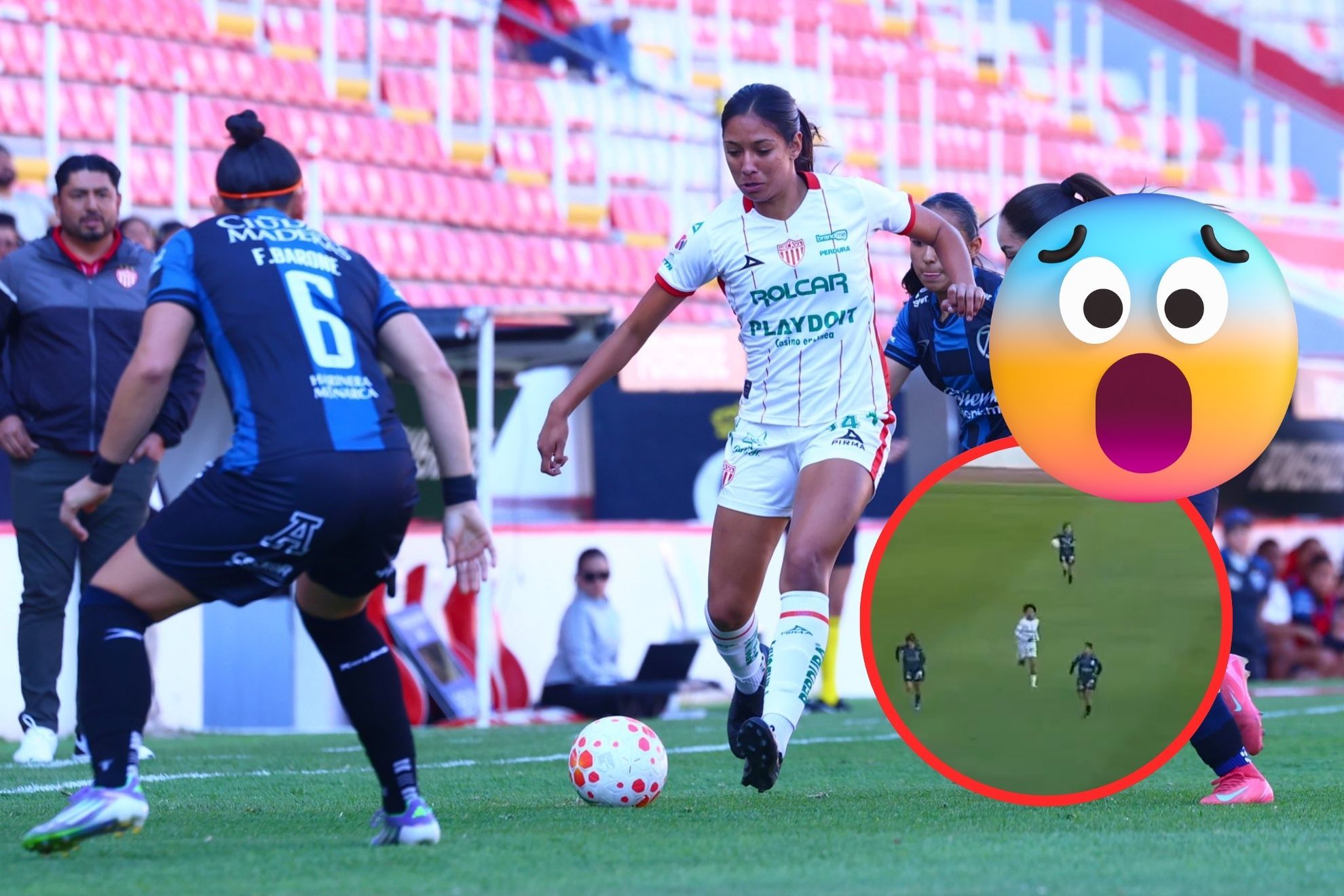 Necaxa vs Quer�taro Femenil: Detonaci�n causa p�nico en jugadoras en pleno partido