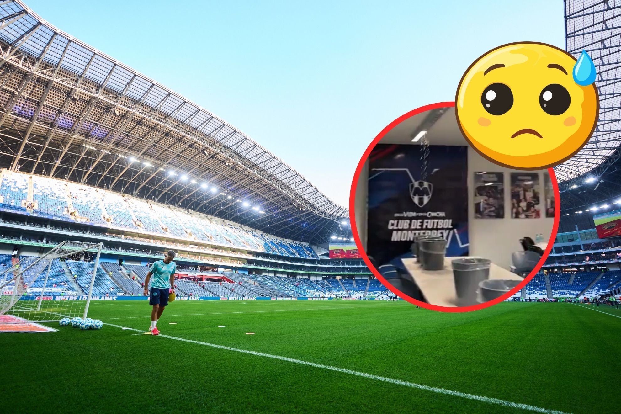 El BBVA, sede para el Mundial 2026, luce con goteras en sala de prensa y se vuelve viral