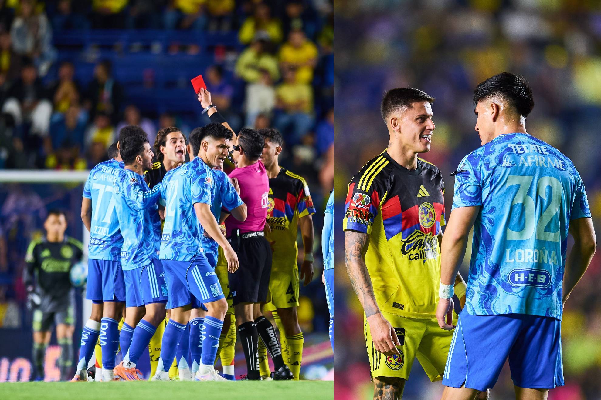 Jugadores y cuerpo t�cnico de Am�rica y Tigres se pelean en la banca por frustraci�n azulcrema