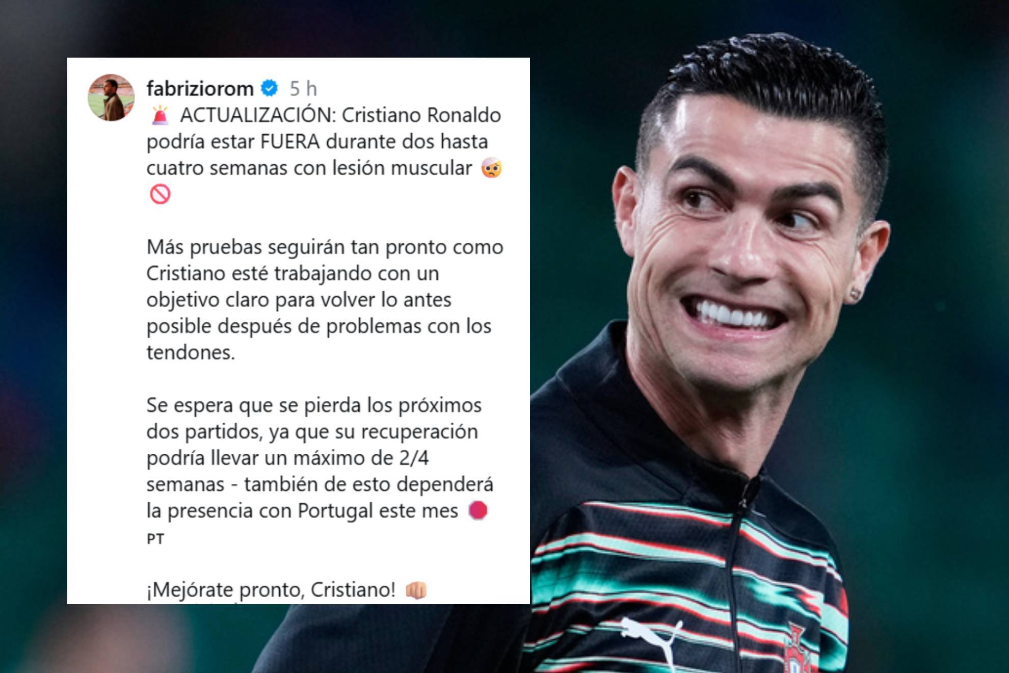 Fabrizio Romano actualizó la lesión de Cristiano Ronaldo