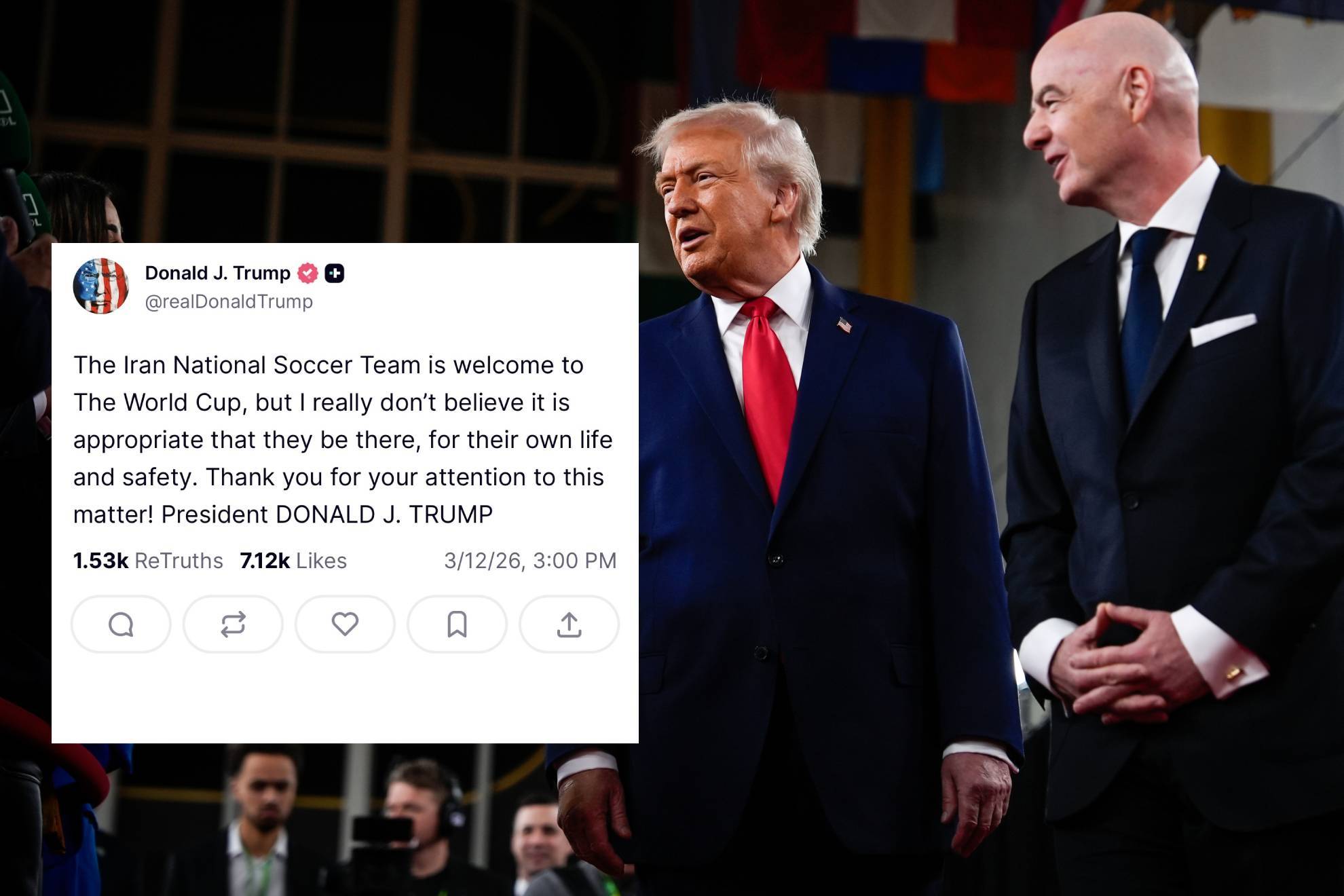 El mensaje de Donald Trump sobre la presencia de Irán en el Mundial 2026