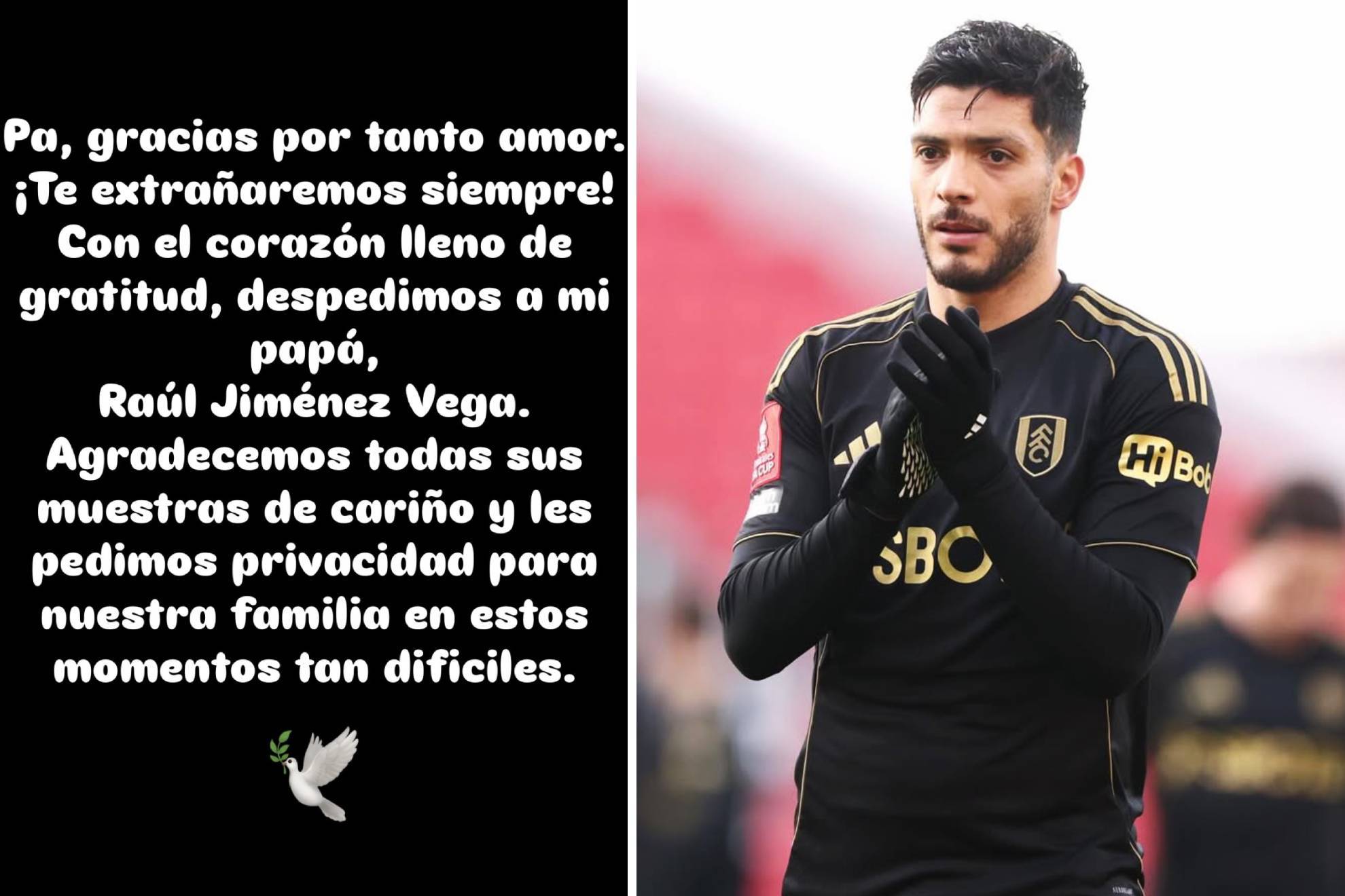 El mensaje �ntegro de Ra�l Jim�nez sobre su pap�