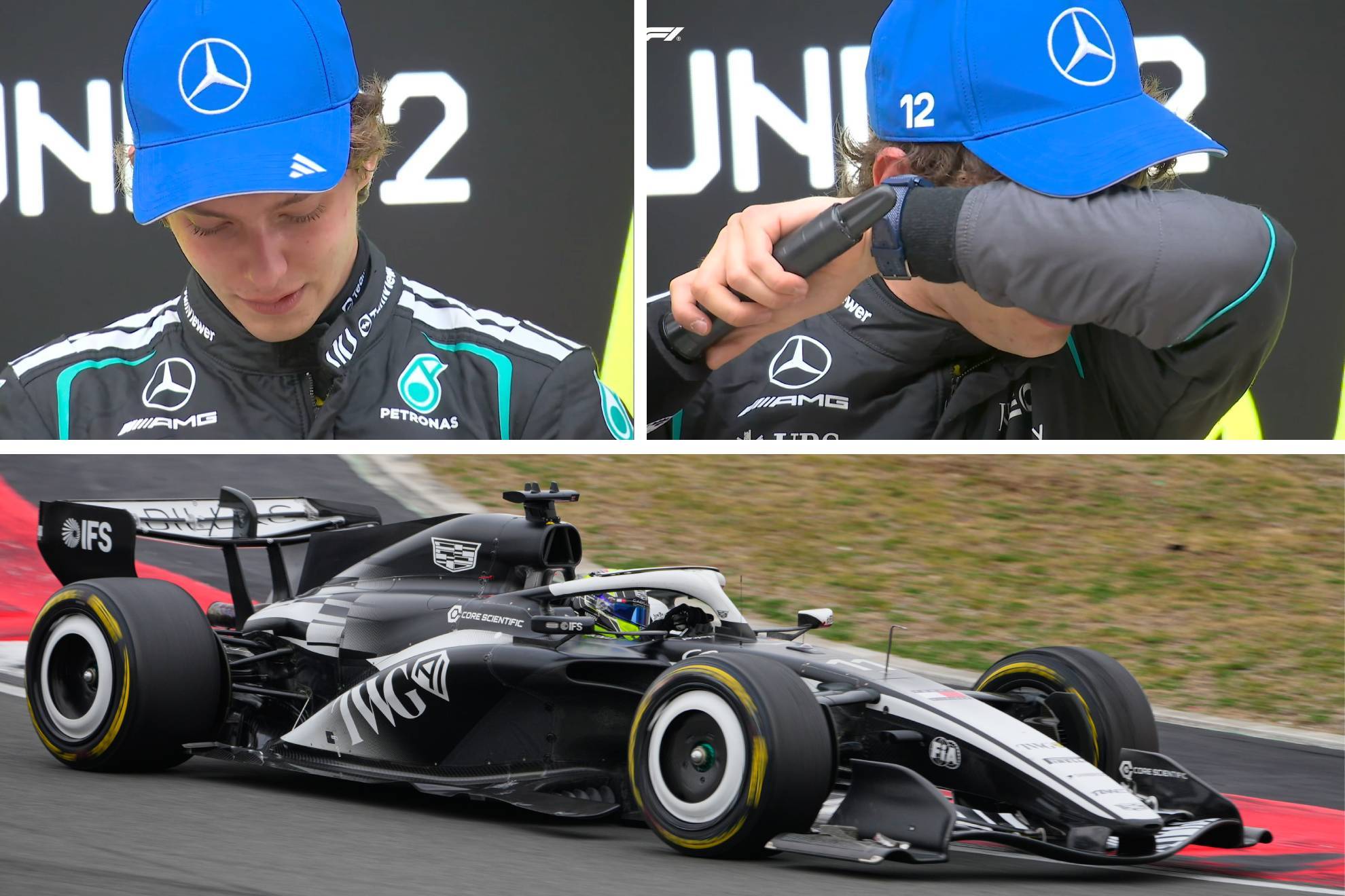 Las l�grimas del italiano al ganar por primera vez en F1