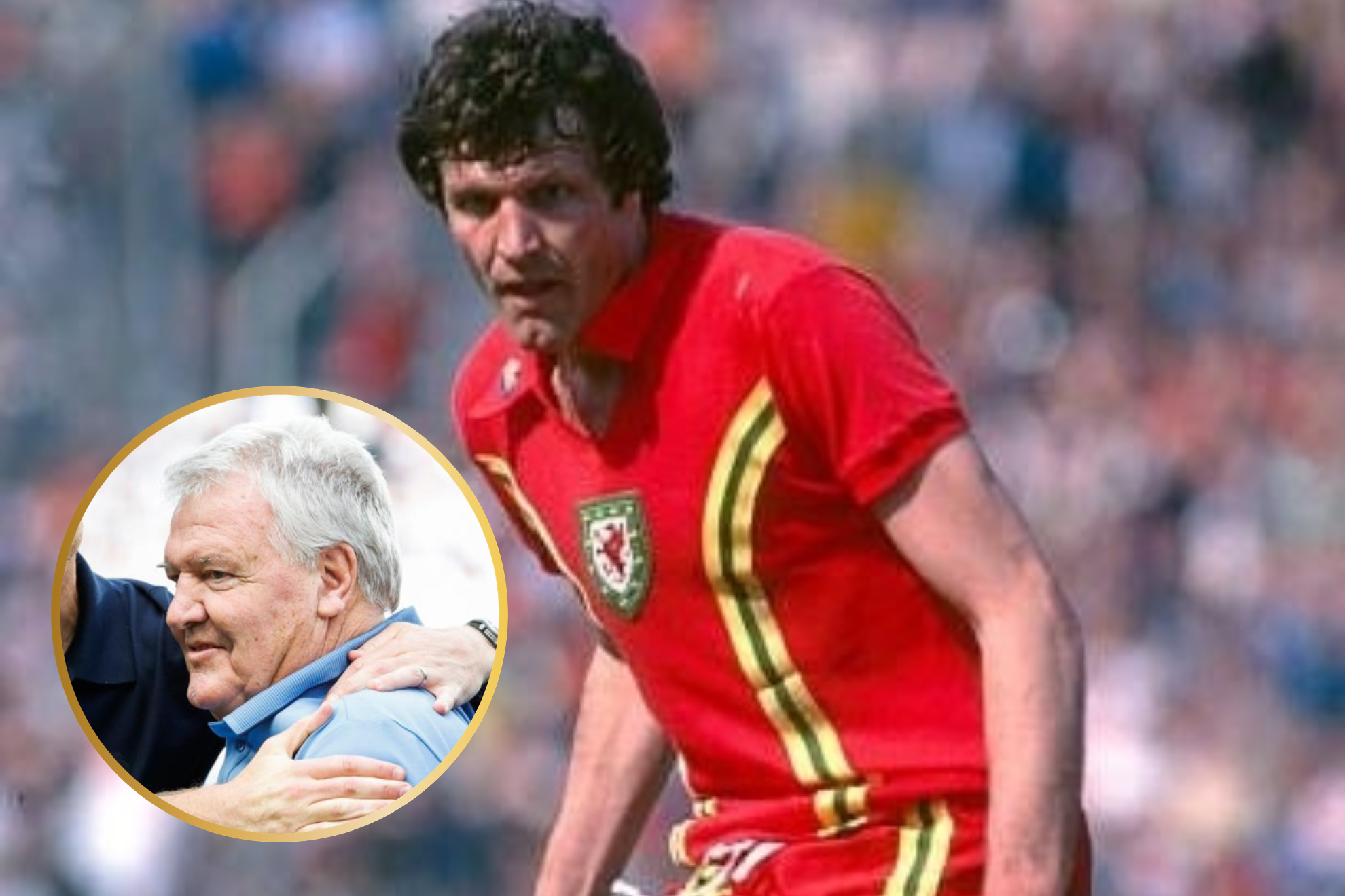 Toshack, con la selecci�n de Gales y en la actualidad.
