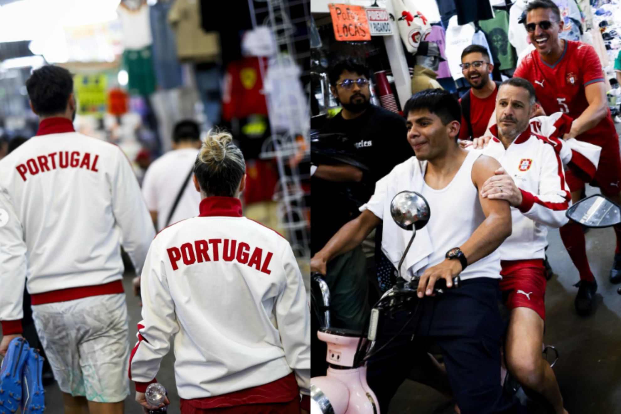 Leyendas de Portugal visitan Tepito, antes de un megadecomiso de playeras piratas del Mundial 2026