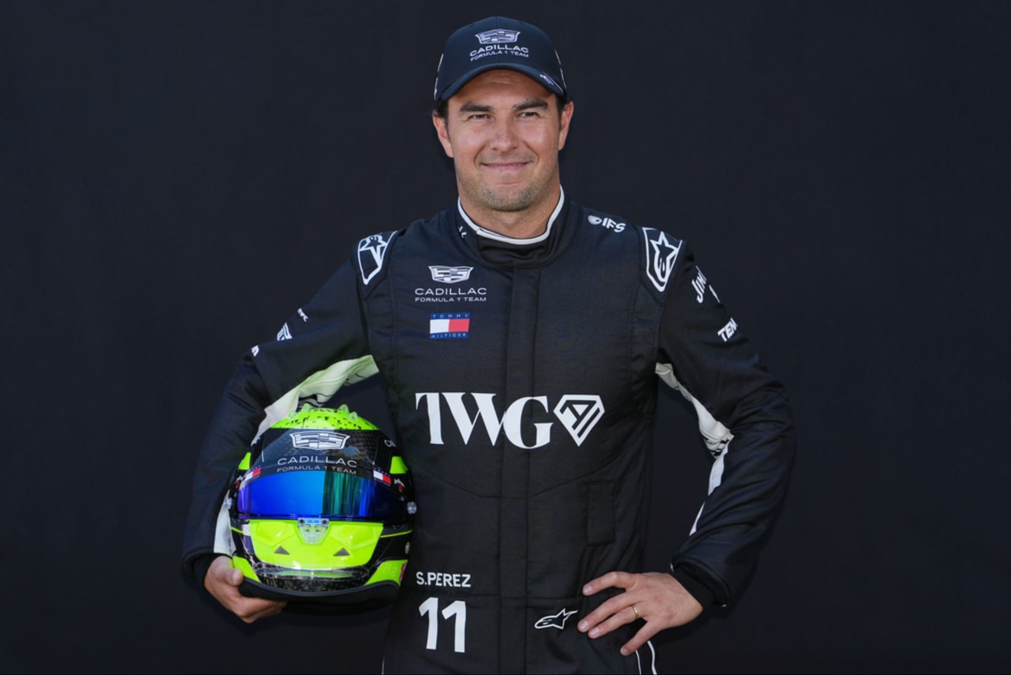 Checo P�rez durante la presentaci�n previa a su debut con Cadilla en el GP de Australia.