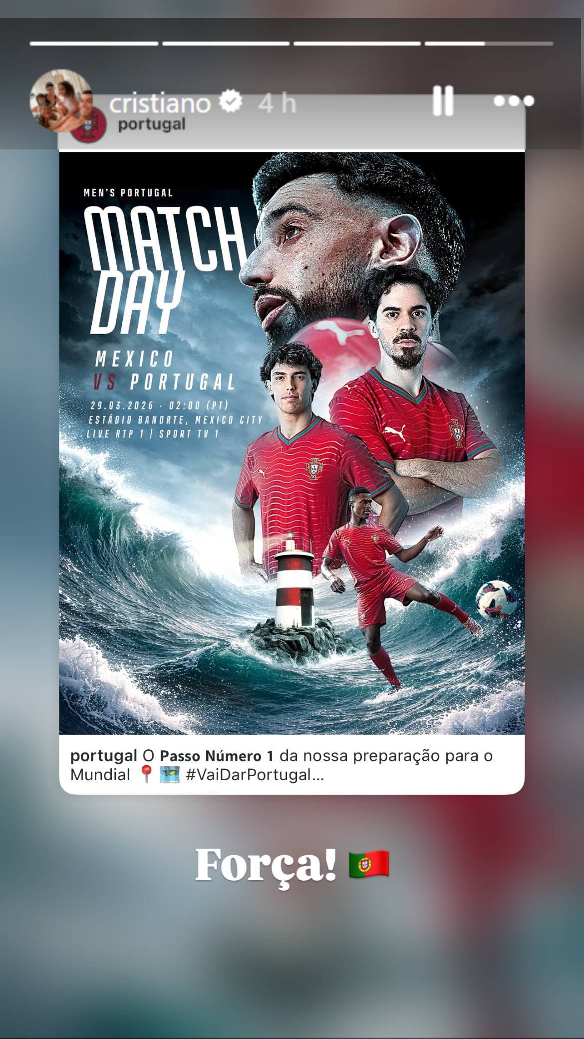 El reposteo de Cristiano Ronaldo para apoyar a Portugal ante México