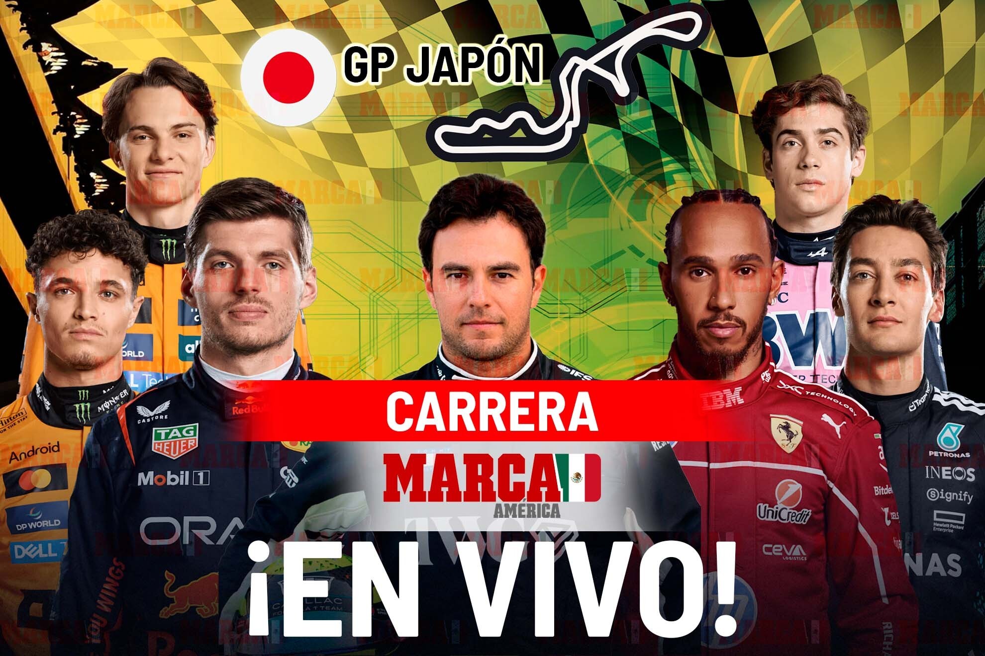 Carrera F1 EN VIVO Hoy. Checo P�rez en el Gran Premio de Jap�n 2026