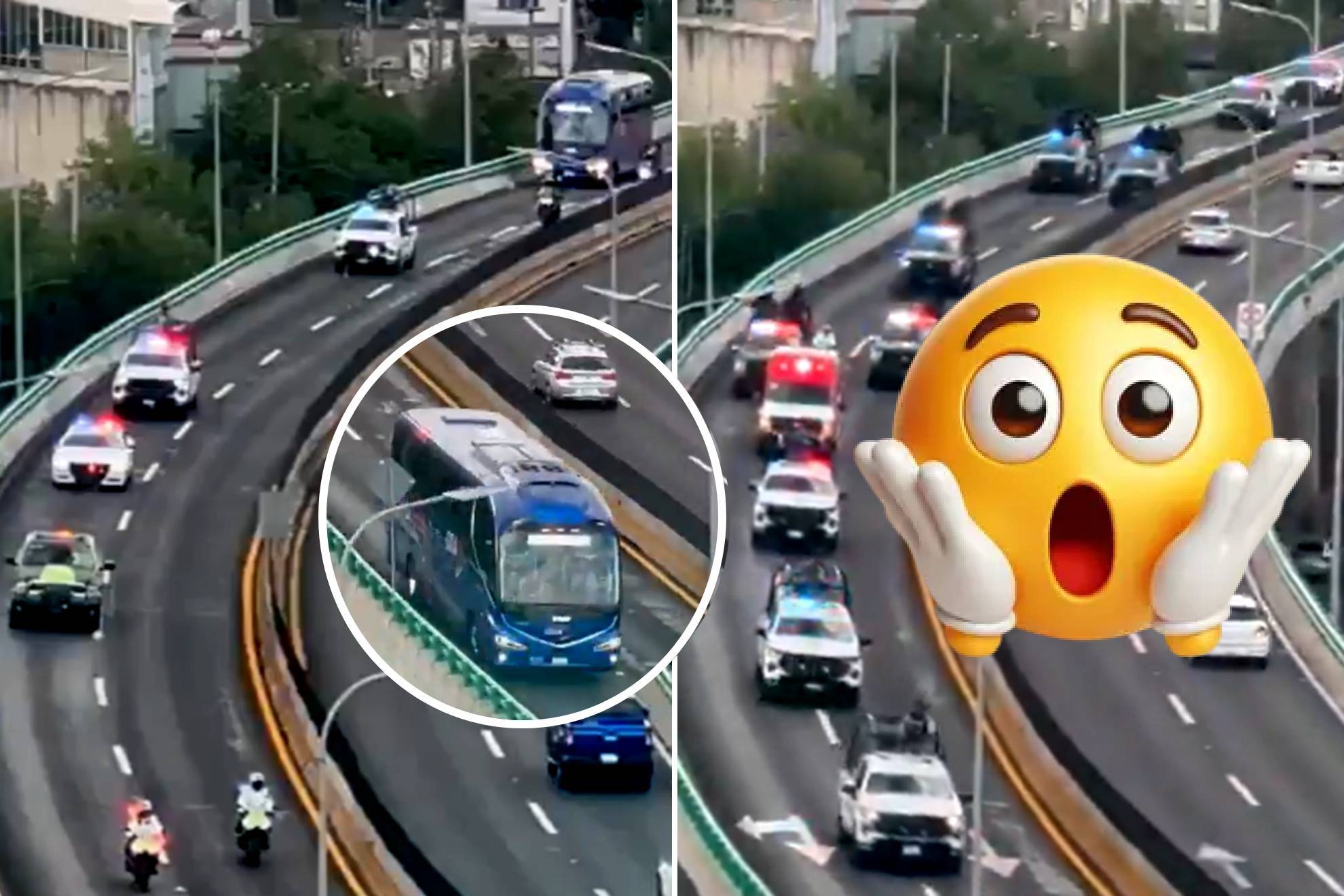 Operativo de seguridad y tr�nsito al autob�s de la Selecci�n de Portugal |