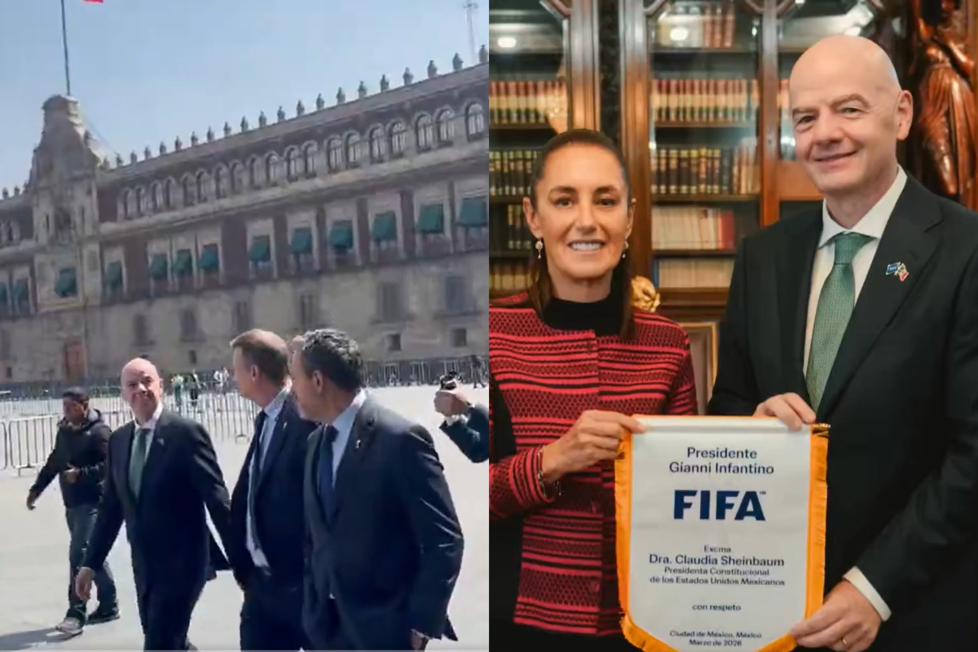 Gianni Infantino aparece en el Z�calo de la CDMX entre reuniones con Claudia Sheinbaum y Clara Brugada