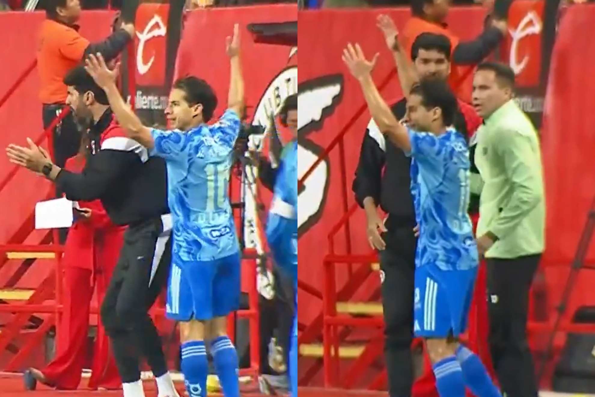 Loco Abreu y Diego Lainez protagonizan choque curioso en el Xolos vs Tigres