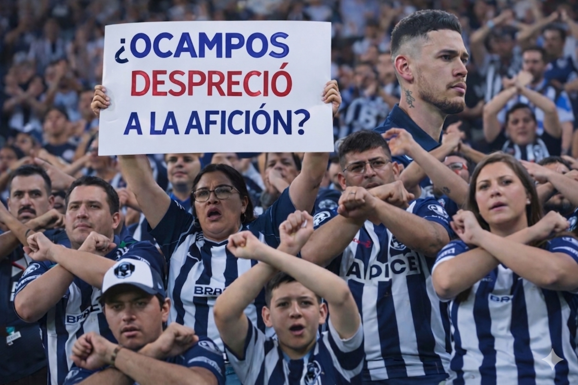Un montaje con IA de Lucas Ocampos y la afici�n del Monterrey.