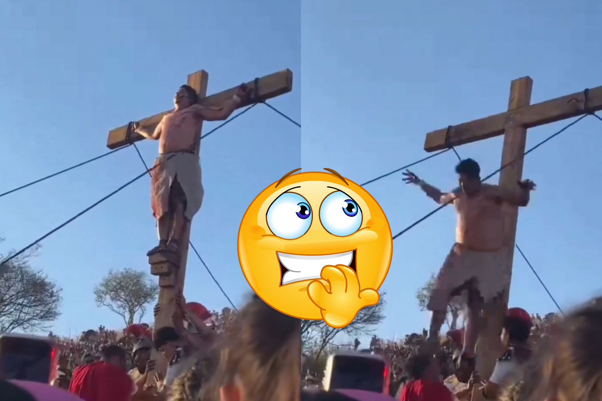 Viacrucis: Actor que interpreta a Jes�s se desploma desde la cruz en Jalisco