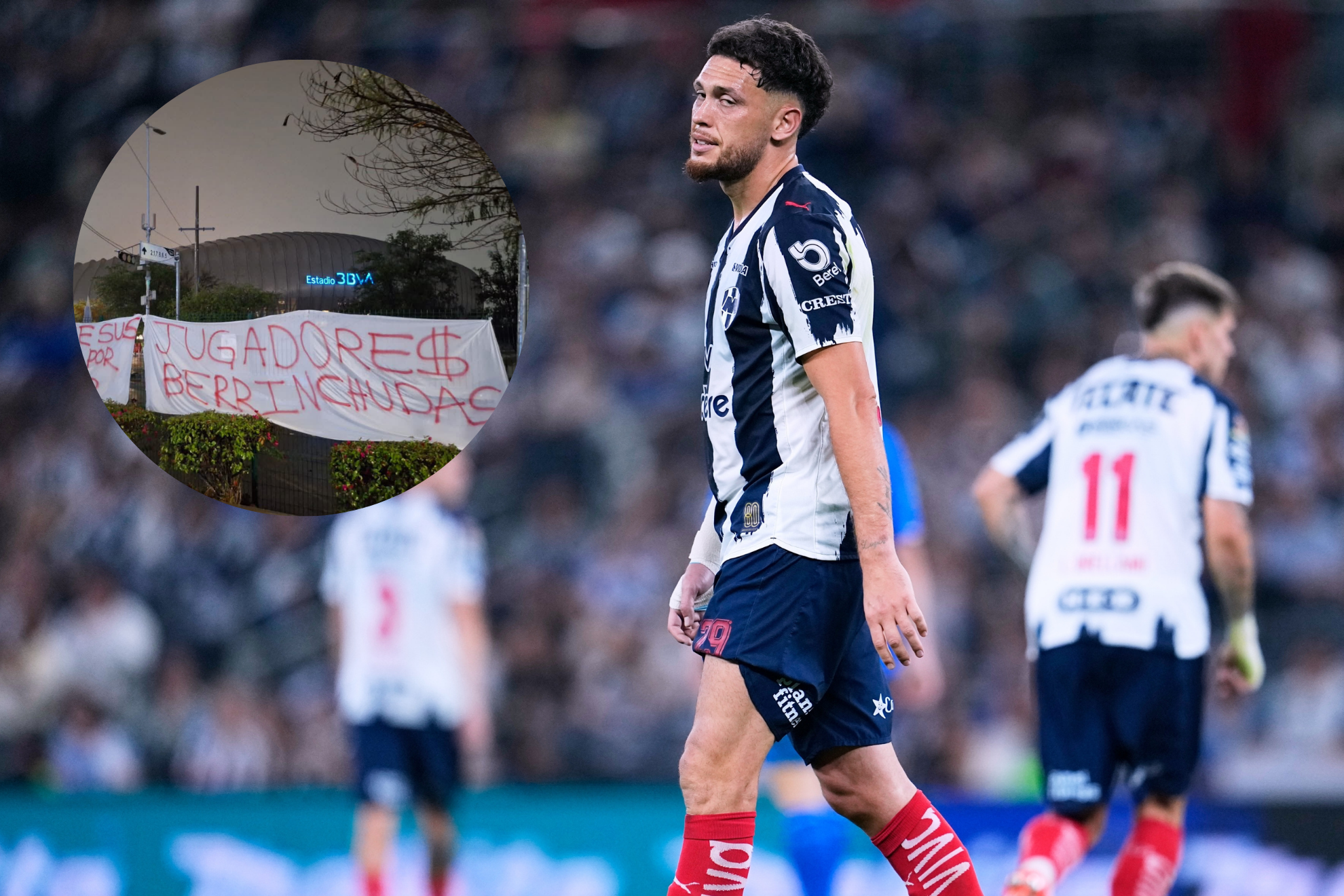 Jugadores berrinchudos: Afici�n de Rayados se manifiesta con duras mantas en Monterrey