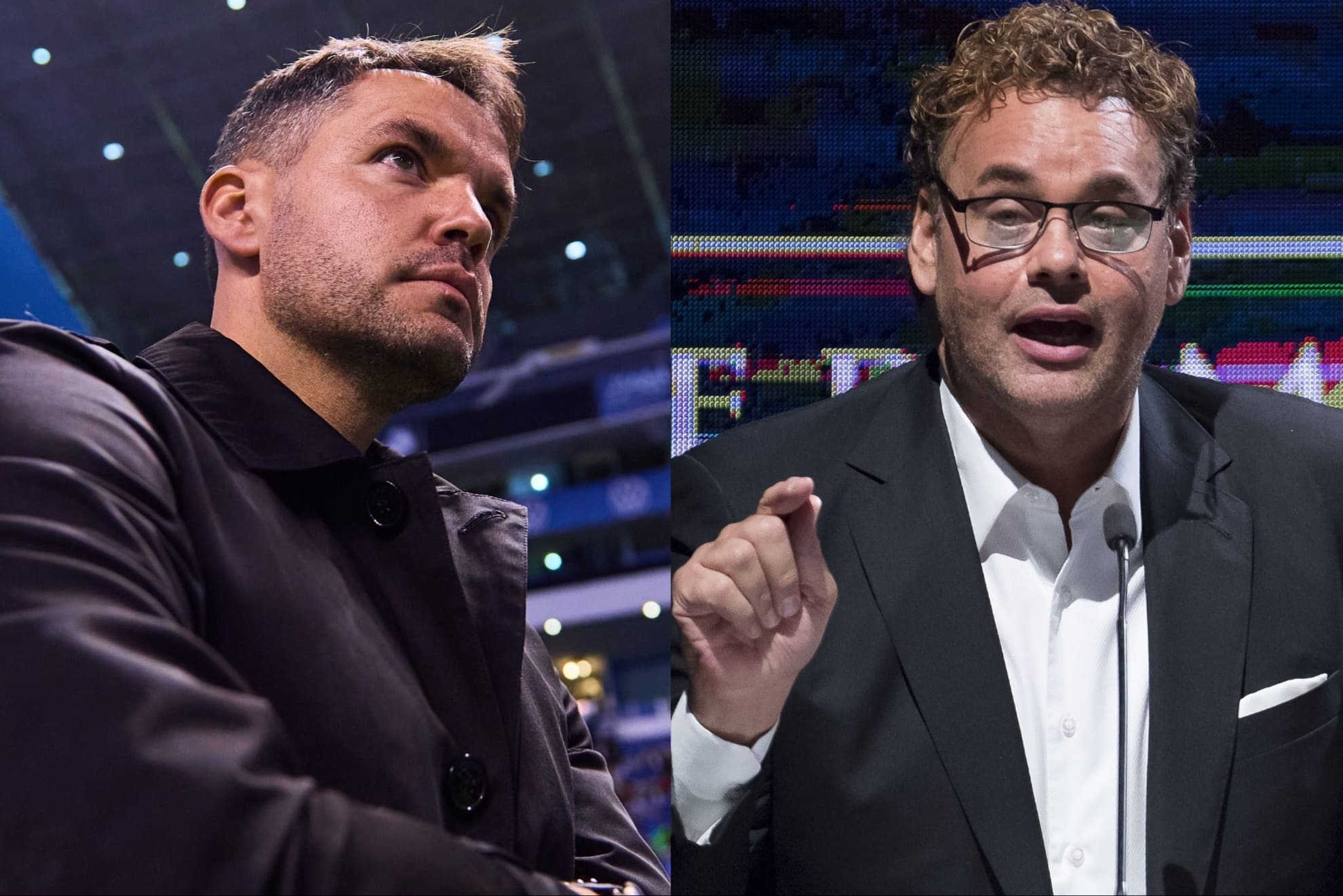 La cr�tica de David Faitelson (derecha) a Cruz Azul y su eliminaci�n de Concachampions encendi� las peticiones para remover al DT Nicol�s Larcam�n.