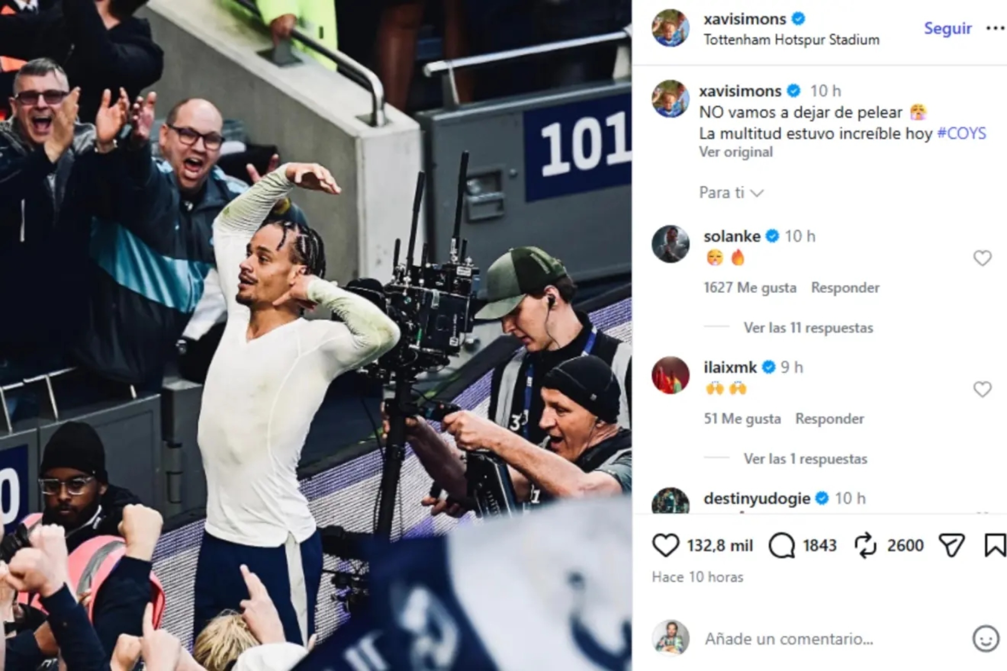 Xavi Simons, enl a imagen subida a redes