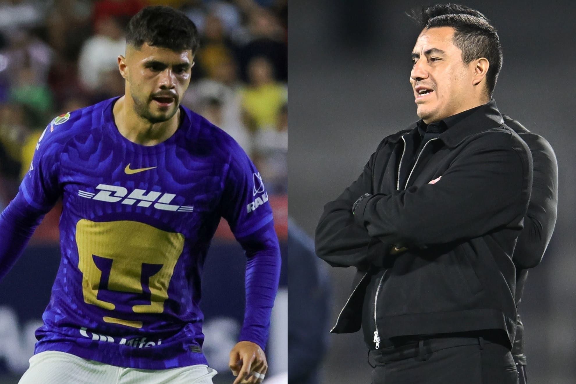 Alan Medina (izq.) ser� una pieza dif�cil de reemplazar para Efra�n Ju�rez (der.), DT de Pumas