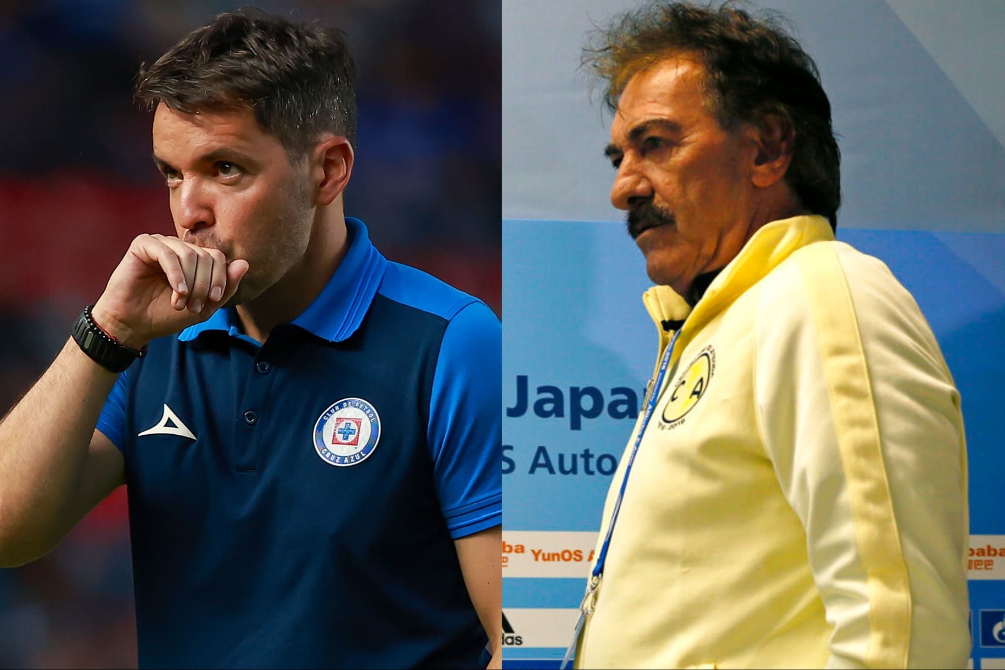 Ricardo La Volpe (der.) critic� a la directiva de Cruz Azul por el despido de Nicol�s Larcam�n (izq.)