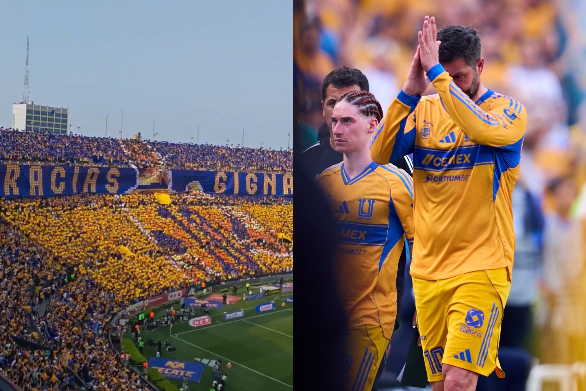Andr�-Pierre Gignac se despide de Tigres y afici�n lo sorprende con mega mosaico en el Estadio Universitario