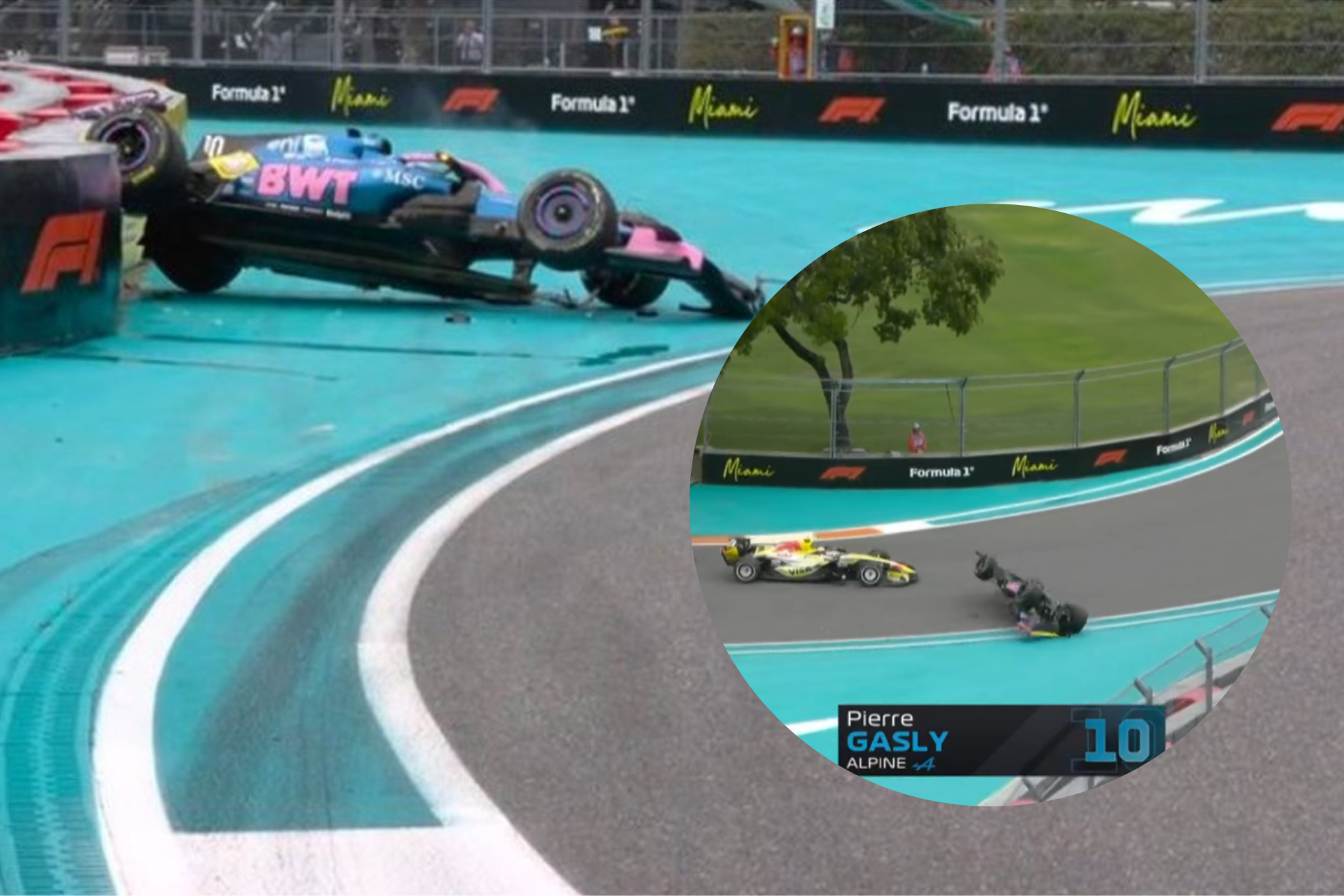 Brutal accidente Pierre Gasly por contacto de Liam Lawson en el GP Miami 2026