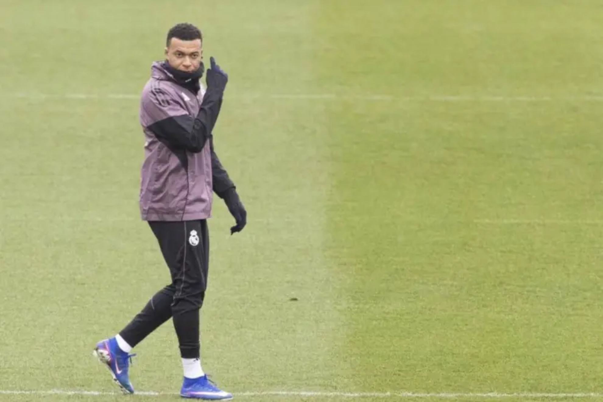 Mbapp�, entrenando en con el Real Madrid.