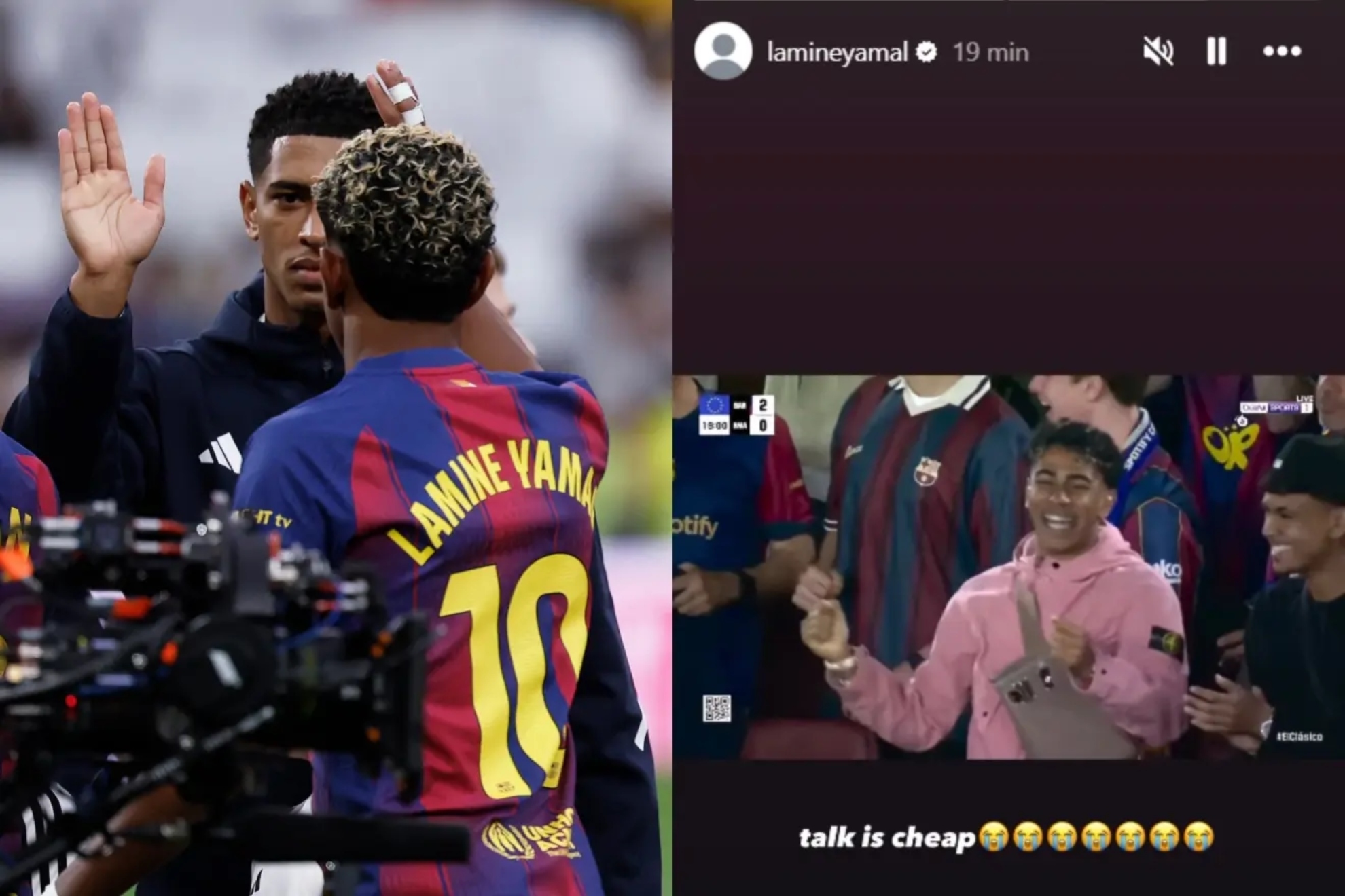 Lamine Yamal se la devuelve a Bellingham en Instagram tras la victoria en el Barcelona-Real Madrid