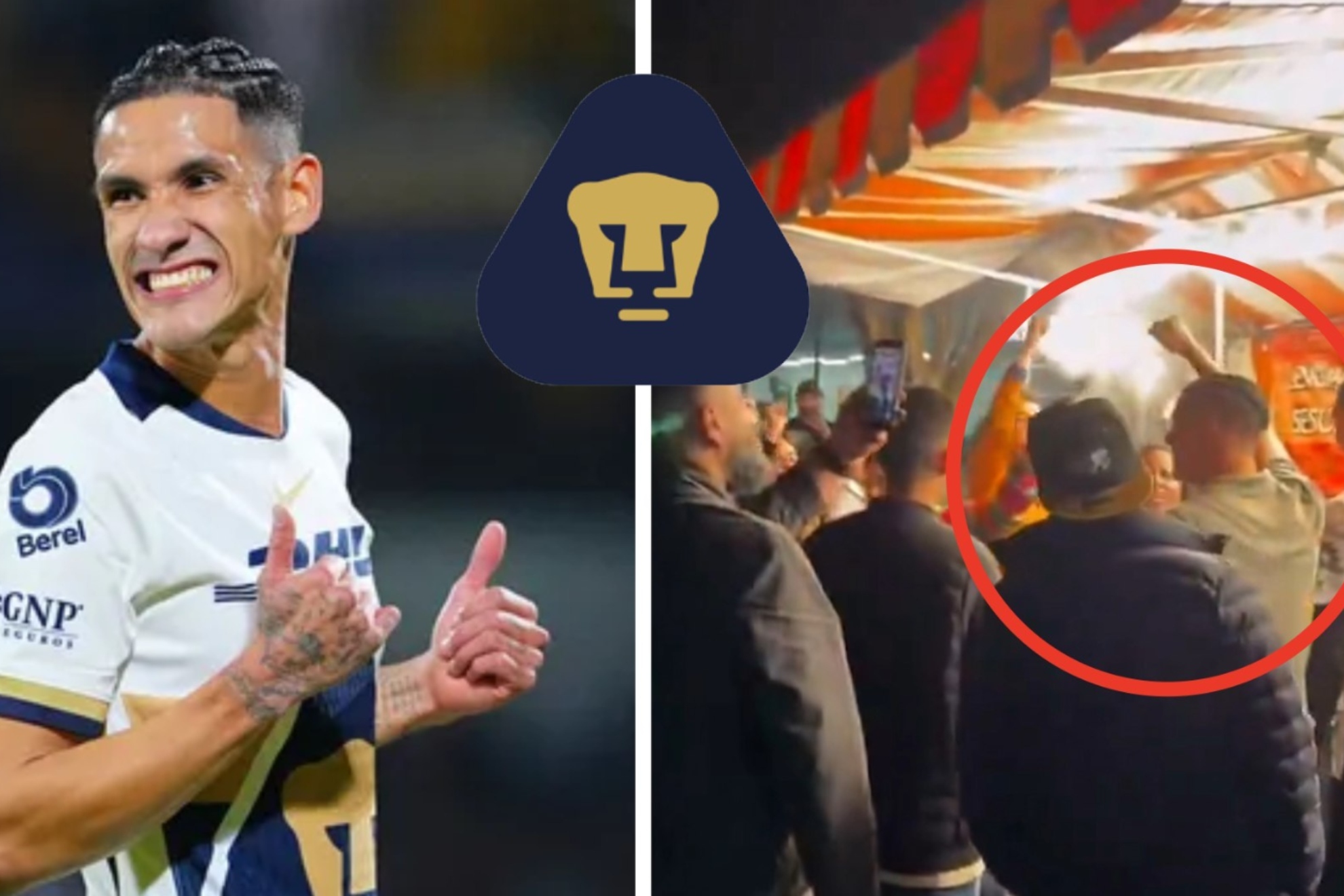 Uriel Antuna festeja la victoria de Pumas comiendo tacos y hasta con goya incluido