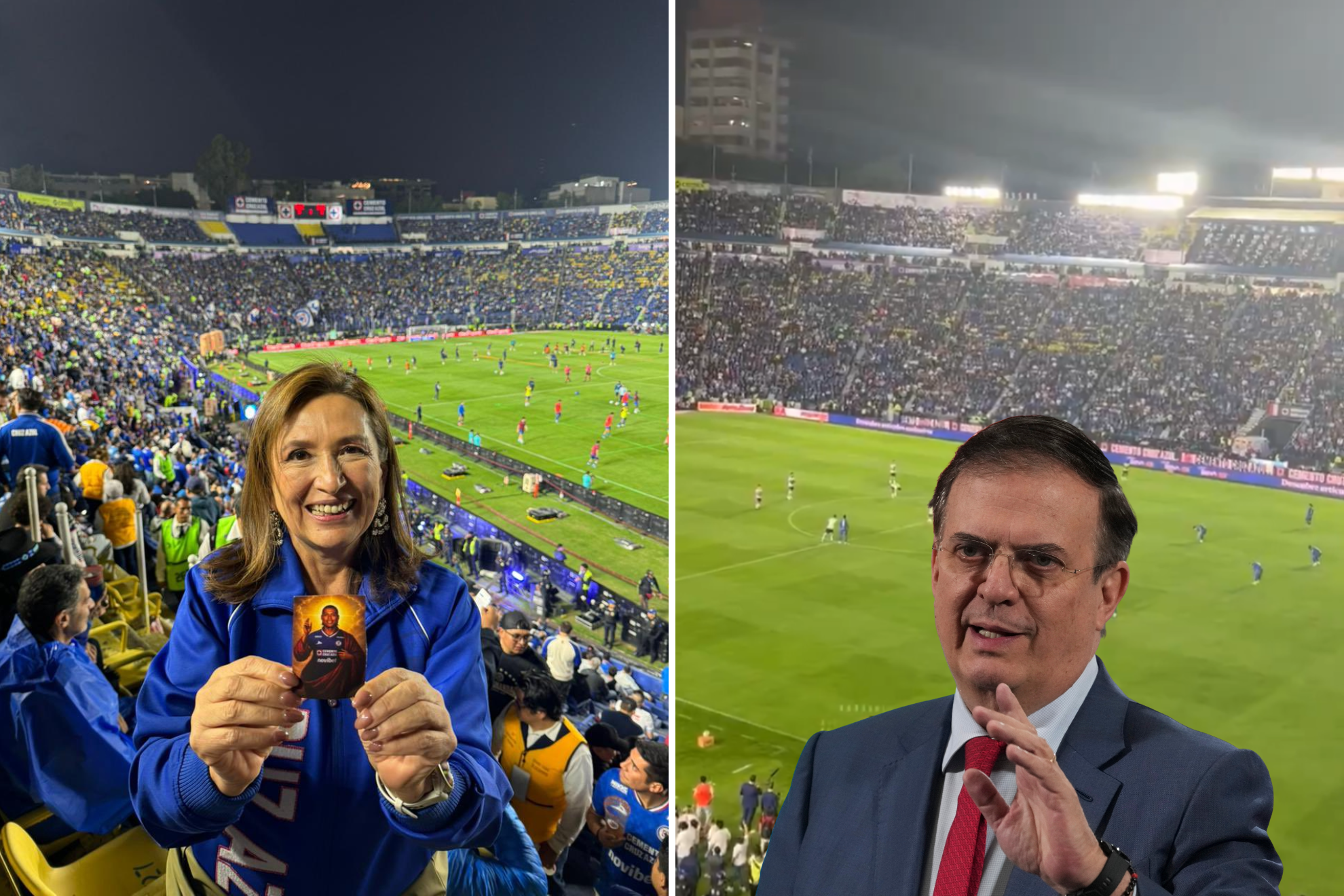 Marcelo Ebrard y X�chitl G�lvez presentes en la Final de Cruz Azul vs Pumas