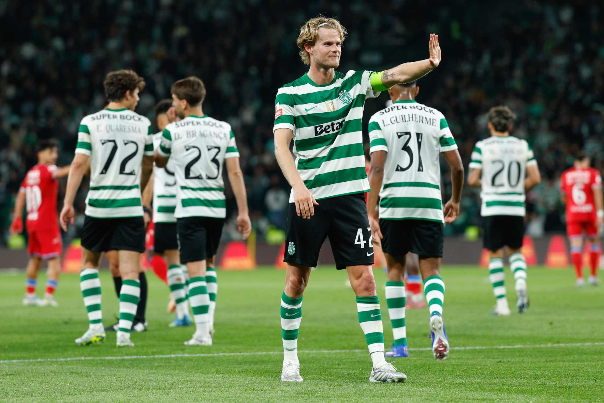 Hjulmand, en un partido con el Sporting de Portugal /
