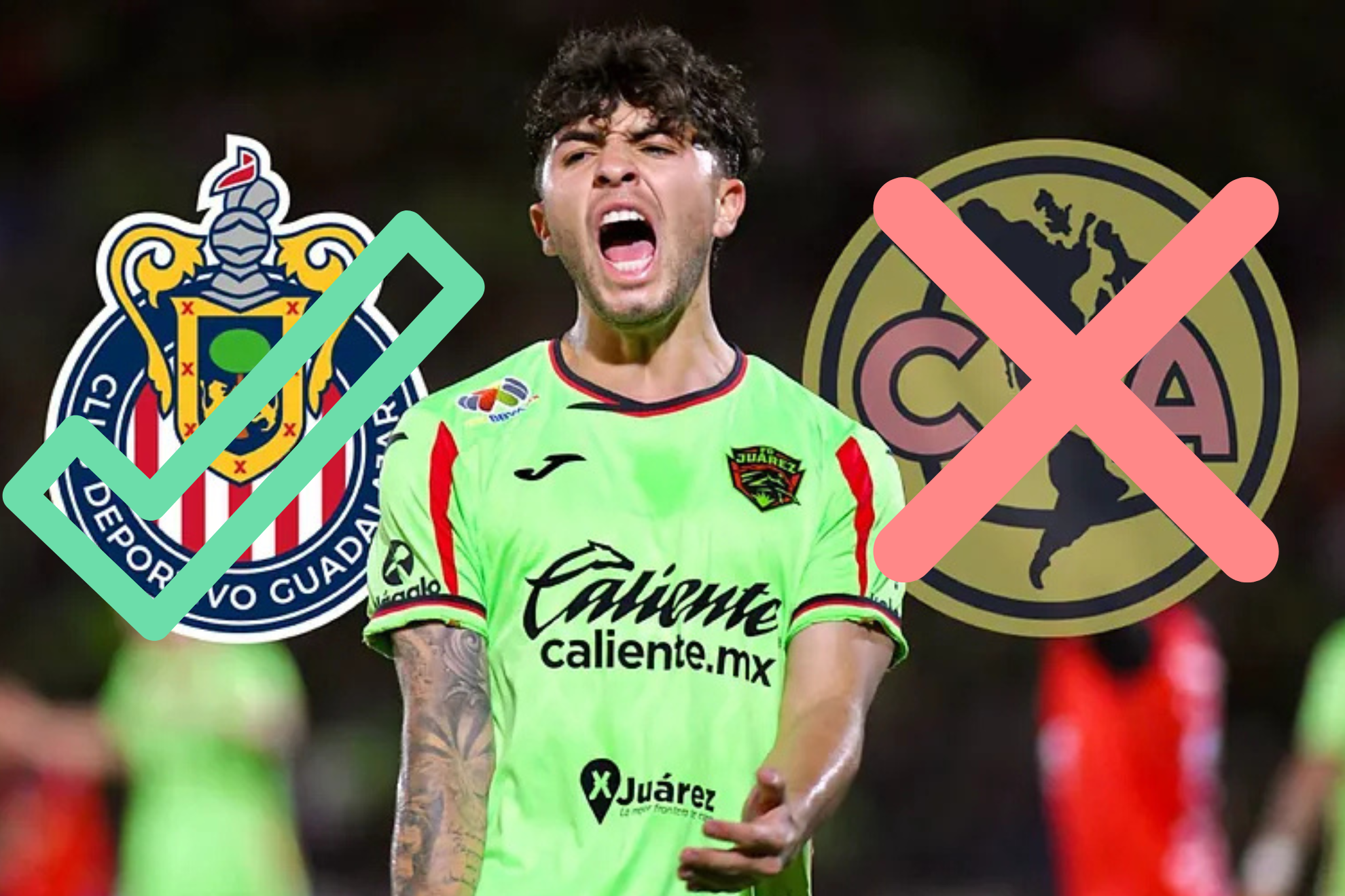 Denzell Garc�a con los dos escudos de los equipos que le quisieran.