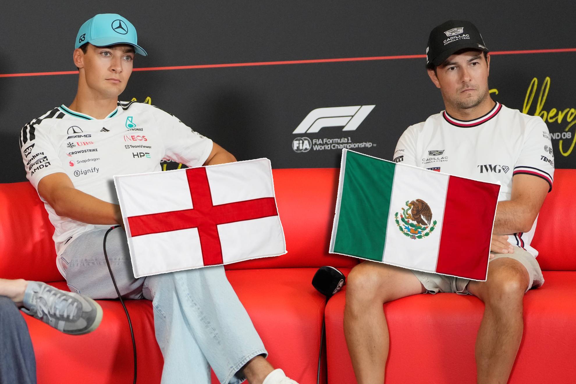 Checo P�rez y George Russell se citan en el Mundial 2026: �Llegan al M�xico vs Inglaterra?
